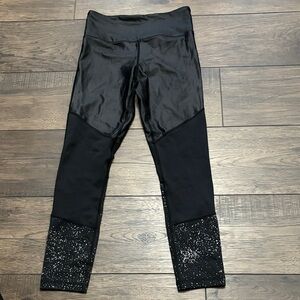 Black Leggings with Reflective Detail